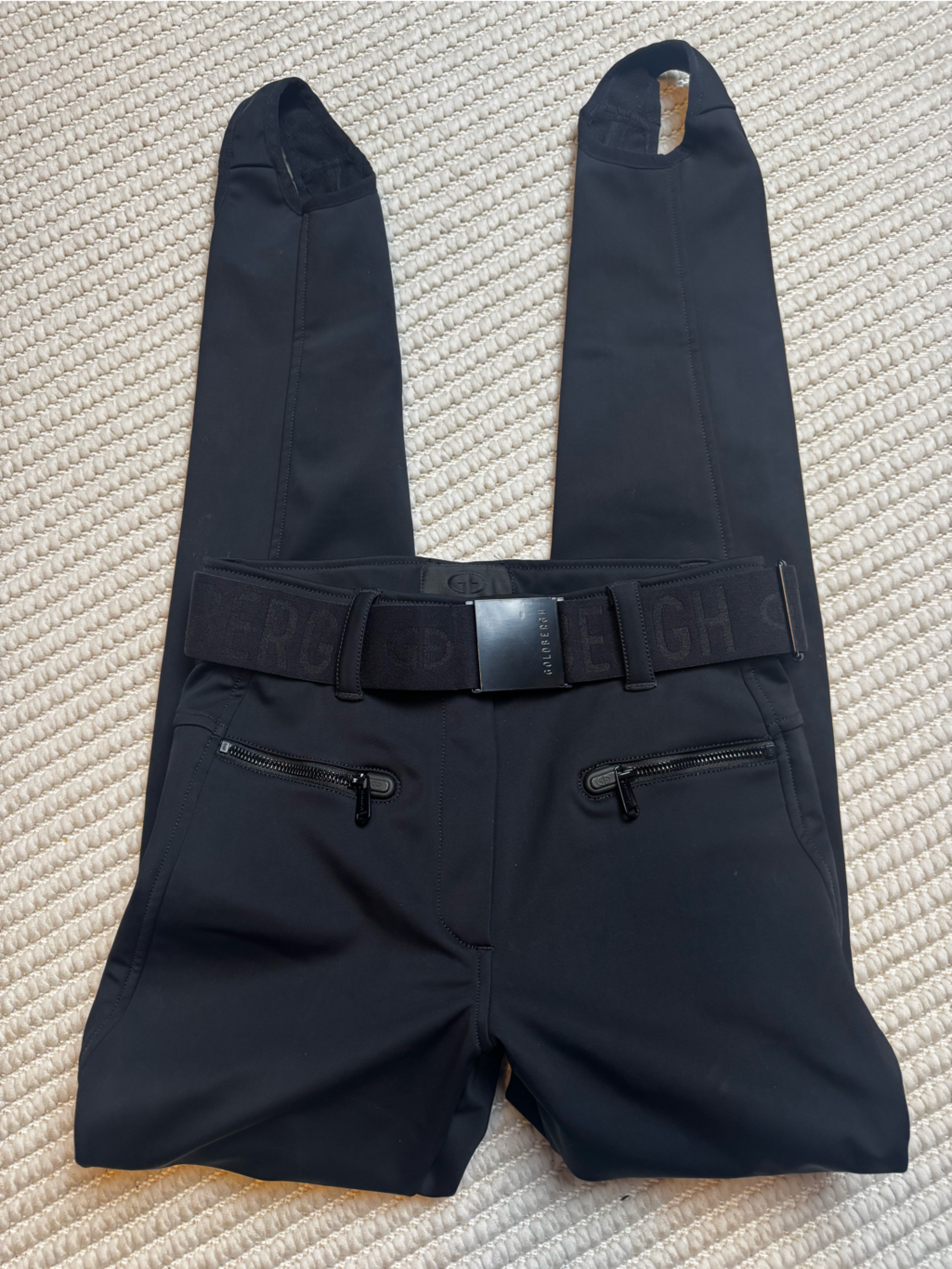 Goldbergh Paris Belted Black Slim-Leg Stirrup Ski Pants Us 6 Waterproof